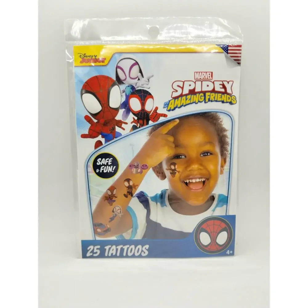 Marvel Spidey and His Amazing Friends 25 Temporary Tattoos - MADE IN THE USA